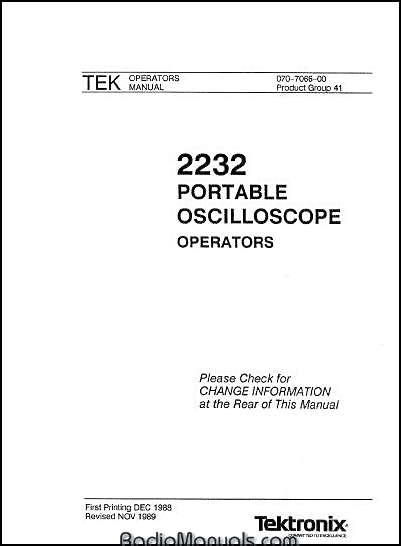 Tektronix 2232 Operators Manual Tektronix 2232 Operators Manual